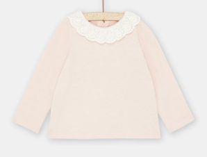Βρεφική Μακρυμάνικη Μπλούζα για Κορίτσια Pink Lace – ΡΟΖ