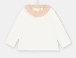 Βρεφική Μακρυμάνικη Μπλούζα για Κορίτσια White/Pink Lace – ΛΕΥΚΟ