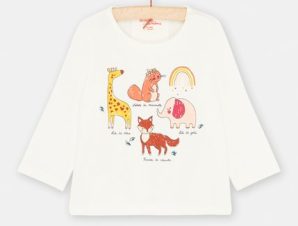 Βρεφική Μακρυμάνικη Μπλούζα για Κορίτσια White Animals – ΛΕΥΚΟ