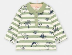 Βρεφική Μακρυμάνικη Μπλούζα για Αγόρια Khaki Stripes – ΕΚΡΟΥ