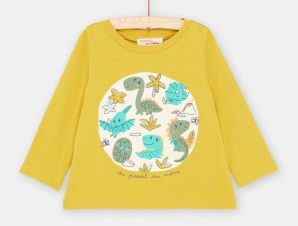 Βρεφική Μακρυμάνικη Μπλούζα για Αγόρια Κίτρινη Dino – ΚΙΤΡΙΝΟ