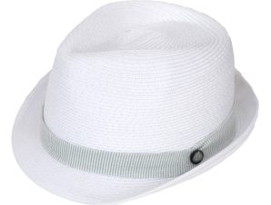 NstNastasia Βαπτιστικό Ψάθινο Λευκό Καπέλο Μέντα Ριγέ Τρέσα Κουμπί 1178